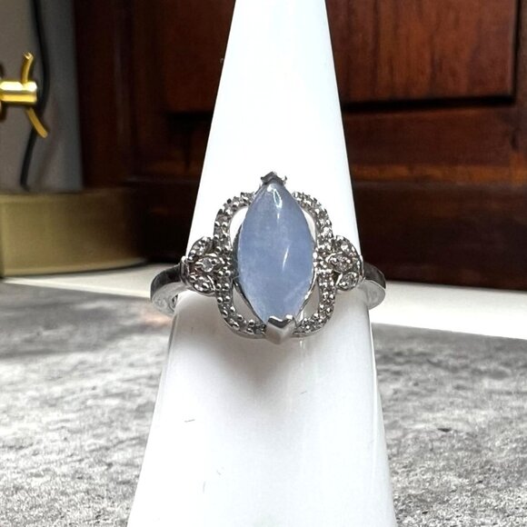 Ring Bomb Party Ring, size 7, light blue stone, silver color band - Picture 1 of 5